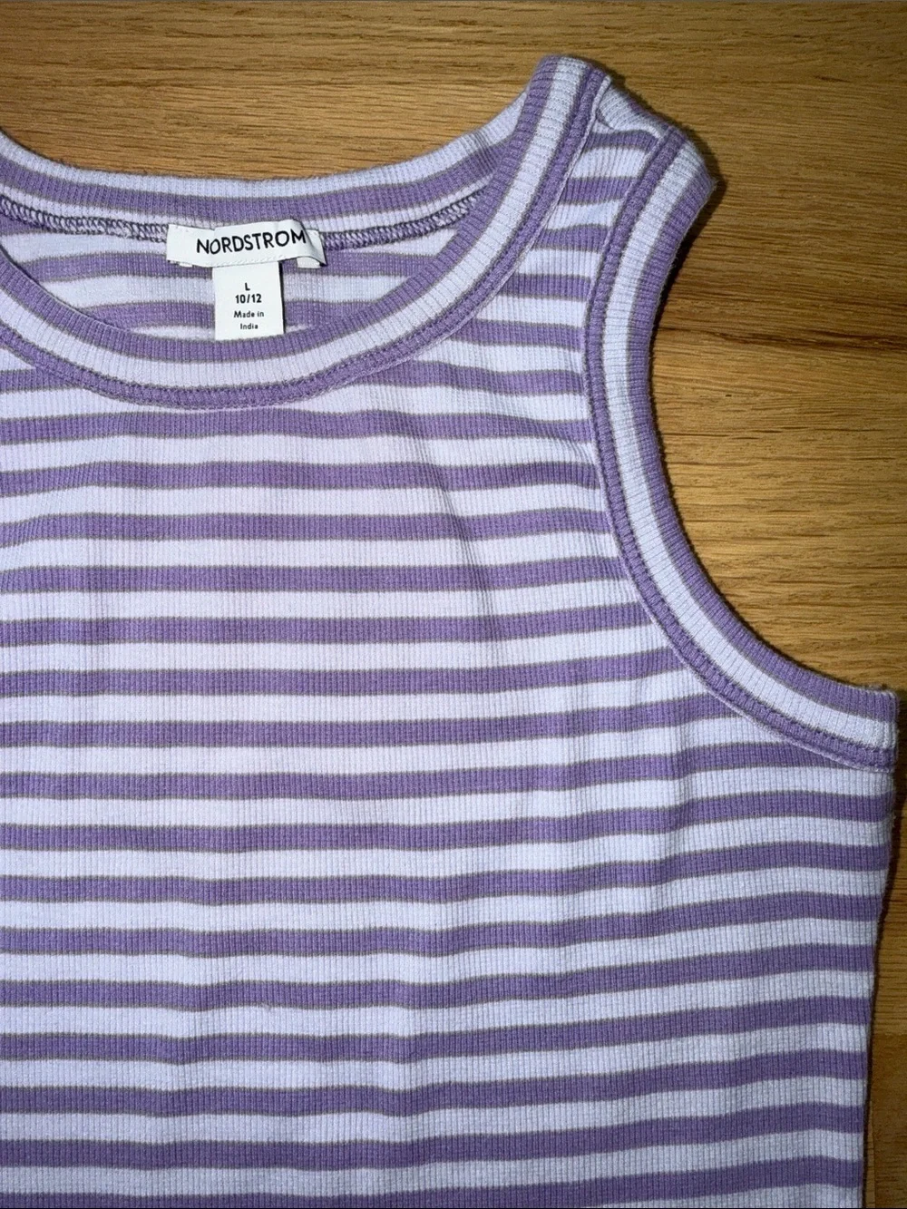 Nordstrom Girls Lavender and White Striped Tank Dress Childs Large (10/12)